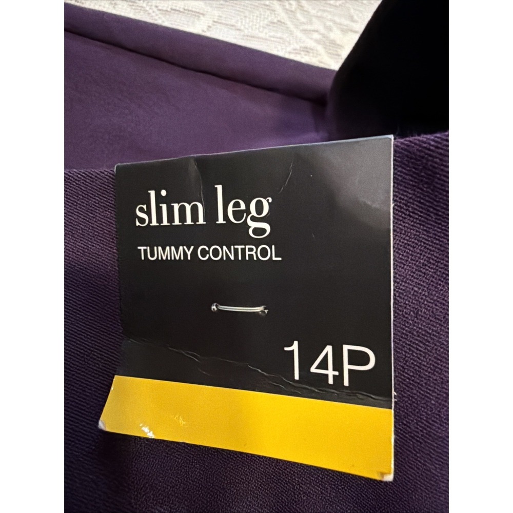 NWT ALFANI Womens Modern Straight Leg Comfort Waist 14P/W34/L27 Eggplant Dark - Picture 4 of 9